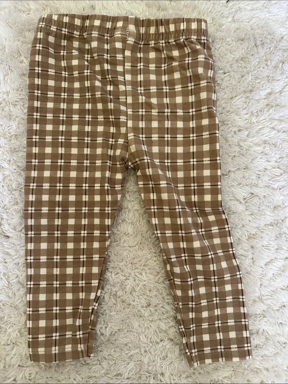 Rachel Zoe 6-9M Cream Ruffle Long-Sleeve Bodysuit with Brown Plaid Pants